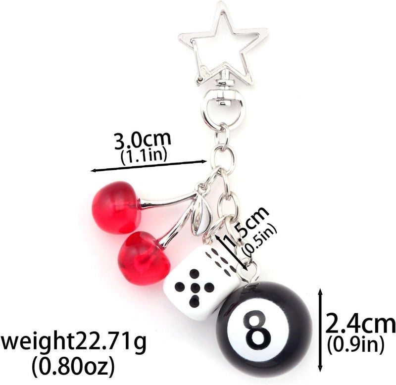 SORGERLY 8 Ball Dice Charm Keychain - Cute Bag Purse Handbag Accessories - Y2K Aesthetic Key Chain for Women Men - Image 2